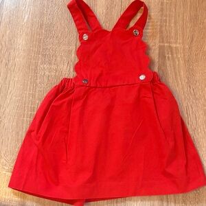 Jacadi Red Scalloped Pinafore Dress for Girls
